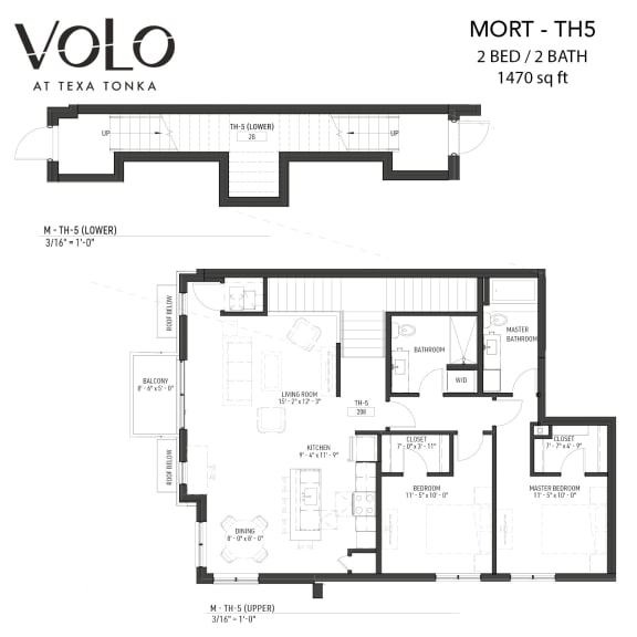 2 bedroom 2 bathrooms floor plan E at Volo at Texa Tonka, St Louis Park, MN