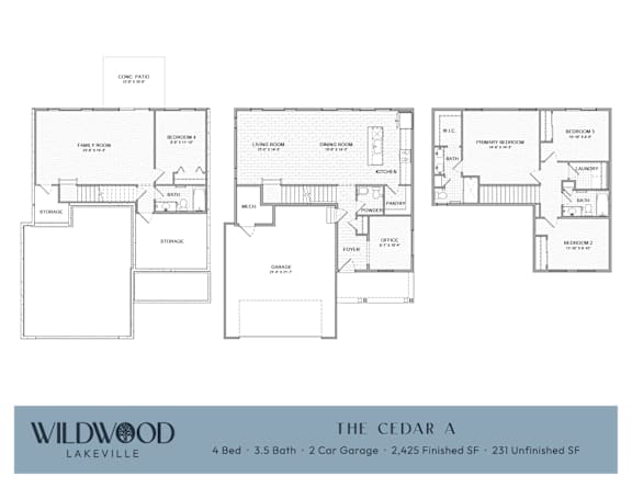 A floor plan for a home with a living room, dining room, kitchen, and two bedrooms.