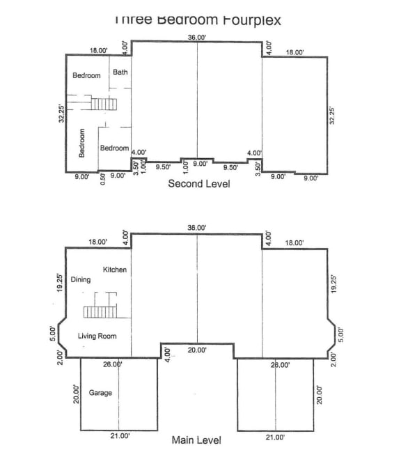 an image of a floor plan of a three bedroom apartment