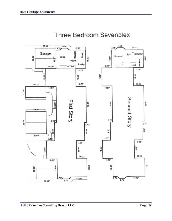 the floor plan of three bedroom sevenplex