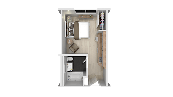 Floor Plan  studio floor plan at Atrium Garden Apartment Homes, LLC, California