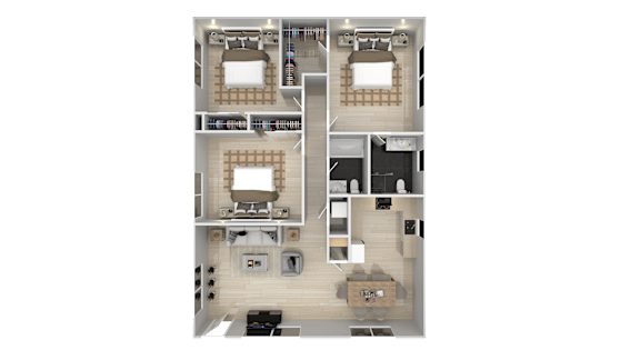 3 Bed Floorplan at Ocean Villas Apartments, Oxnard, 93033