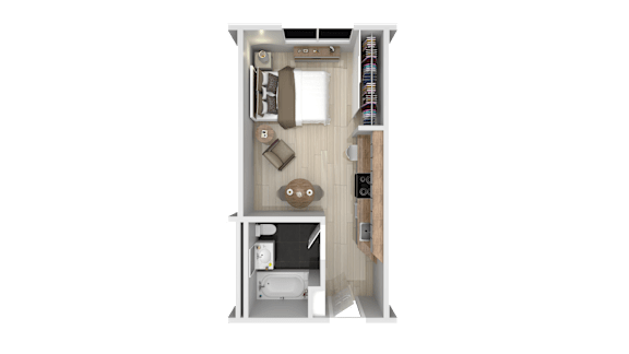 Floor Plan  studio floor plan at Atrium Garden Apartment Homes, LLC, San Jose, CA