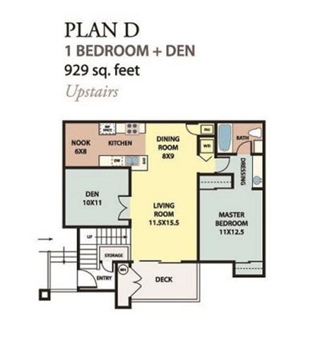 symmetrical floor plan of a bedroom floor plan with a closet and baths  at The Resort at Encinitas Luxury Apartment Homes, Encinitas, 92024