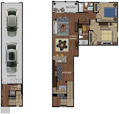 three different views of a floor plan of a house three different views of a floor plan of a house at The Vines at Riverpark, LLC, Oxnard, CA 93036