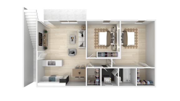 2 Bed 1 Bath Floor Plan at Summerhill Place Apartments, Union City, CA