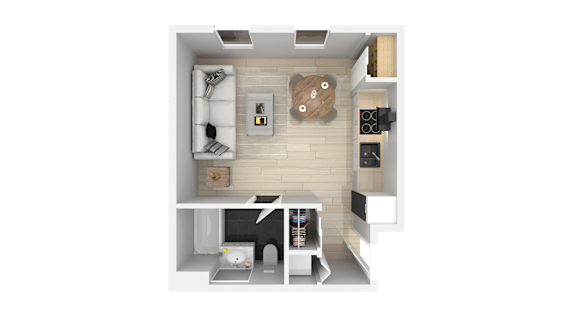 Studio Floorplan at 888 Fourth Street Apartments, LLC, Santa Rosa, CA, 95404