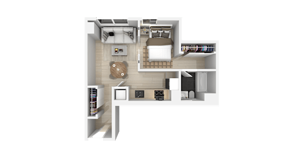 1 Bed 1 Bathroom Floorplan at 888 Fourth Street Apartments, LLC, Santa Rosa, CA, 95404