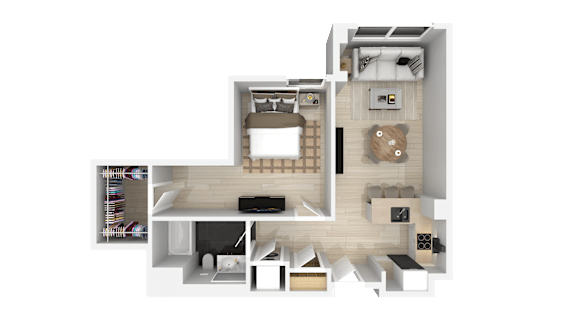 1 Bedroom 1 Bathroom Floorplan at 888 Fourth Street Apartments, LLC, Santa Rosa, CA