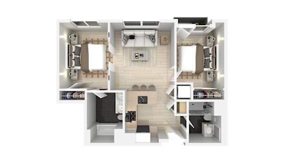 2 Bedroom Floorplan at 888 Fourth Street Apartments, LLC, California