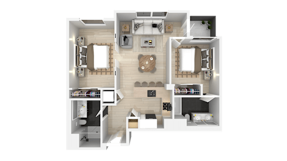 2 Bedroom 2 Bathroom Floorplan at 888 Fourth Street Apartments, LLC, Santa Rosa, California