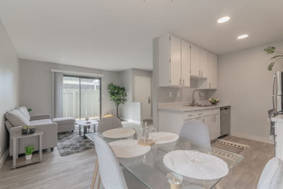 Large living room and kitchen at The Gates at the Marina Apartments, Marina, California
