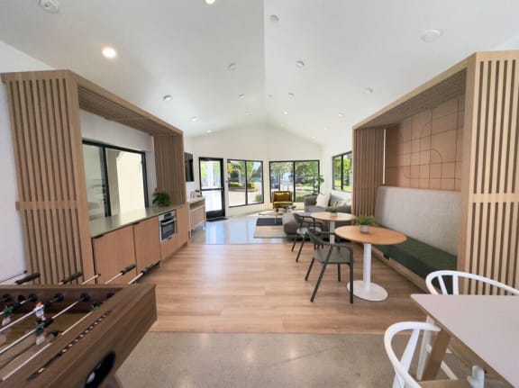 a kitchen and living room with a table and chairs at Diablo Vista, Livermore, CA, 94551