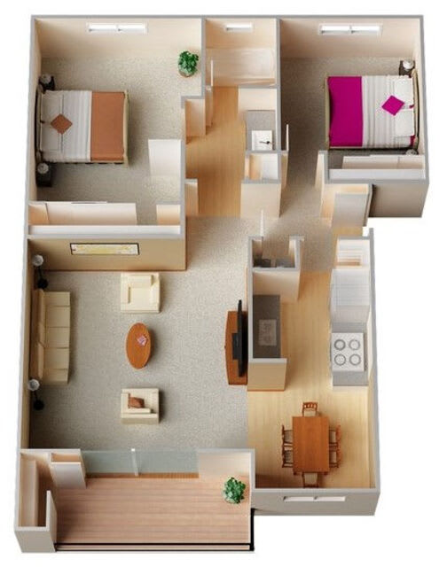 a floor plan of a house with a bedroom and a living room at Sunnyvale Crossings Apartments, LLC, Sunnyvale California