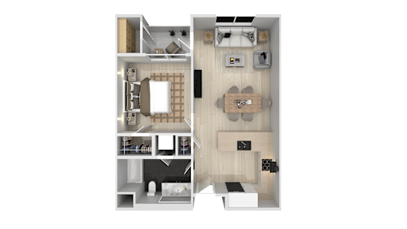 1 Bedroom Floor Plan at Catalyst Mountain View, Mountain View