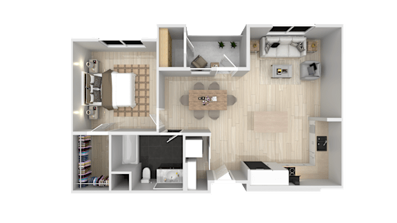 1 Bed 1 Bath Floor Plan at Catalyst Mountain View, California