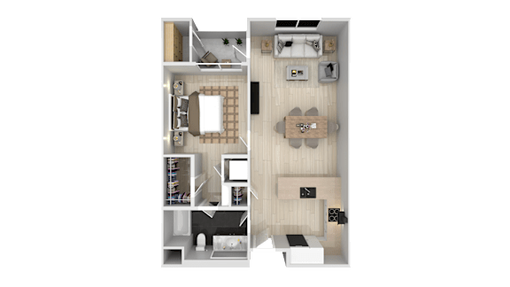 One Bedroom Floor Plan at Catalyst Mountain View, Mountain View, CA
