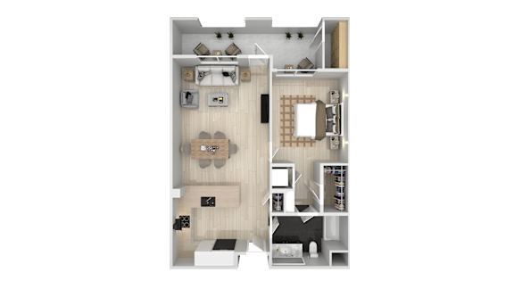 1 Bedroom 1 Bathroom Floor Plan at Catalyst Mountain View, Mountain View, CA 94040
