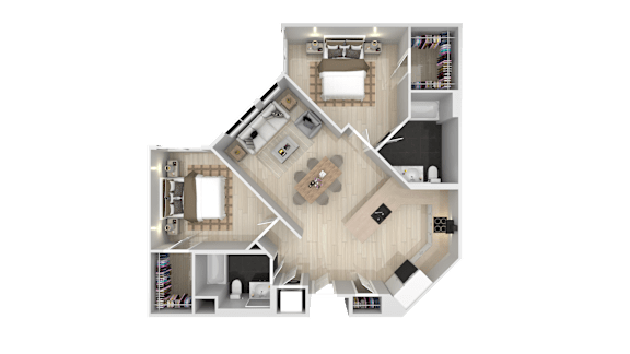 2 Bedroom Floor Plan at Catalyst Mountain View, Mountain View California