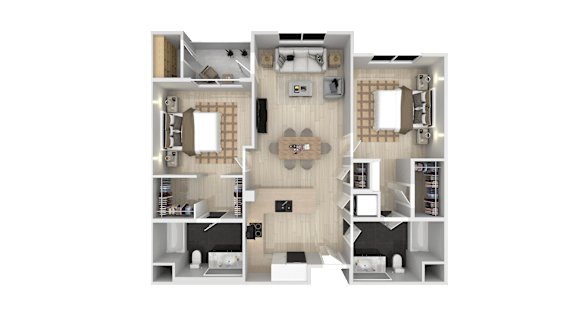 2 Bed 2 Bath Floor Plan at Catalyst Mountain View, Mountain View