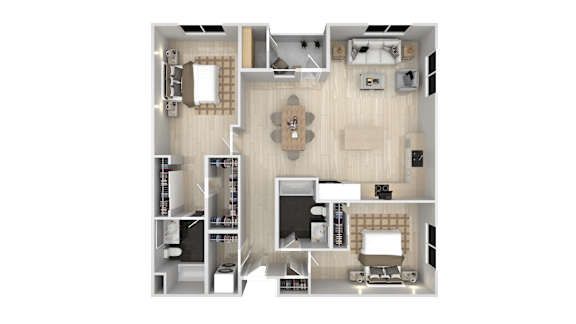 2 Bedroom 2 Bath Floor Plan at Catalyst Mountain View, California