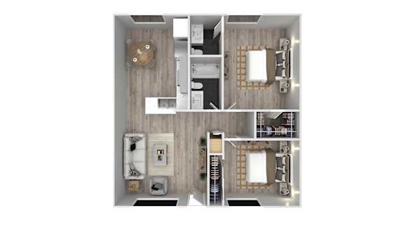 2 Bedroom Floorplan at Ocean Villas Apartments, Oxnard, California