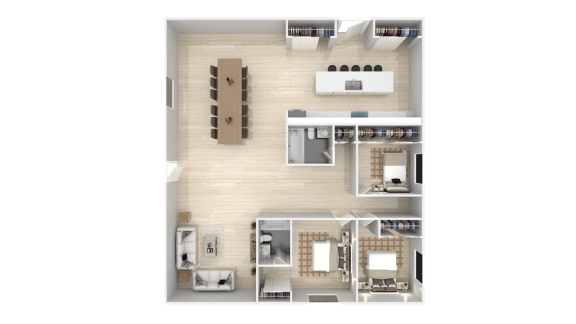a 3d floor plan of a house at BLVD Apartments LLC, Tarzana, CA