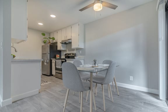 Fully Equipped Dining Area with ceiling fan at The Gates at the Marina Apartments, Marina, 93933