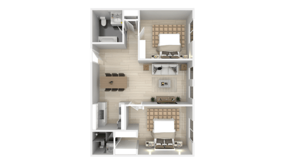 a model of a apartment building with a bedroom and living room  at Latitude Apartments at Mission Valley, San Diego, CA 92120