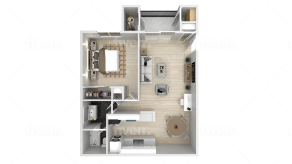 a 3d rendering of a floor plan of a house at La Jolla Blue, San Diego