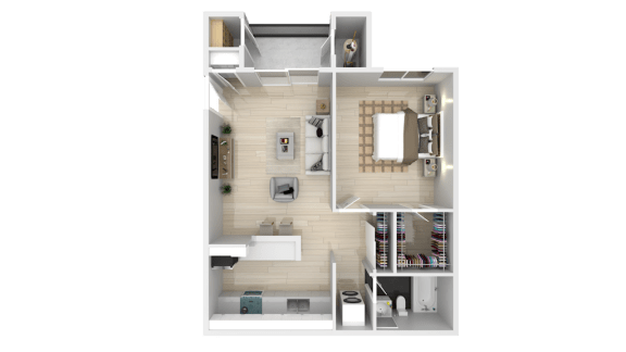 a rendering of a 3d floor plan of a house at La Jolla Blue, California