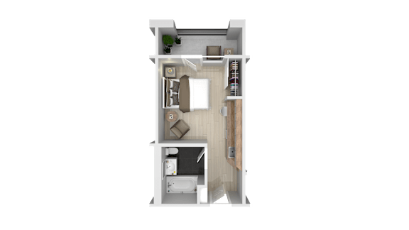 Floor Plan  studio floor plan at Atrium Garden Apartment Homes, LLC, San Jose
