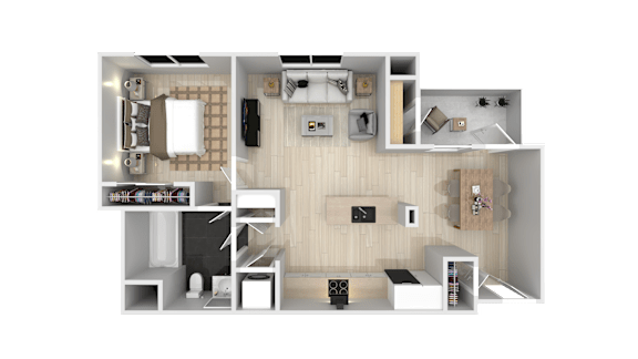 1 Bedroom 1 Bathroom Floor Plan at Cirrus Redwood City, Redwood City California