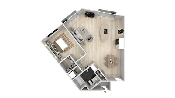 One Bed One Bath Floor Plan at Cirrus Redwood City, California, 94061