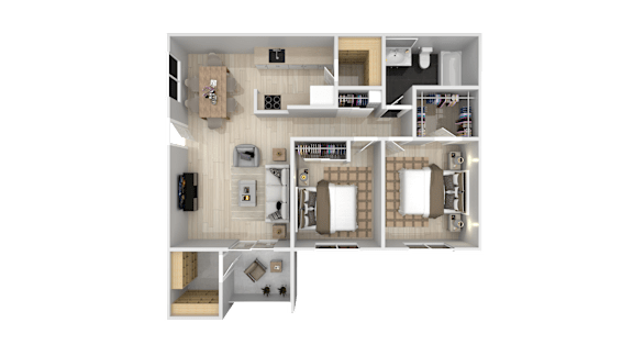 Floor Plan  2 Bedroom 1 Bath Floor Plan at The Maddox Sunnyvale, California, 94087