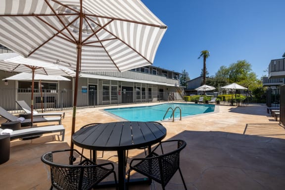 the swimming pool at our hotel in palm springs at Campbell West Apartments, Campbell, CA