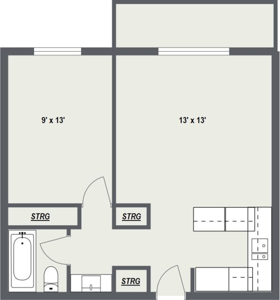 a floor plan of a unit with a bedroom and a living room