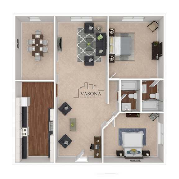A floor plan of a Vasona apartment layout.