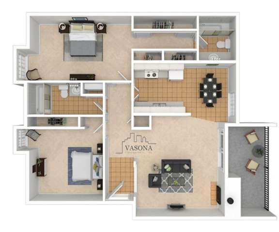A floor plan of a Vasona apartment layout.