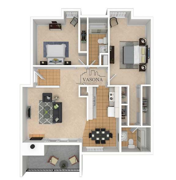 A floor plan of a Vasona apartment layout.