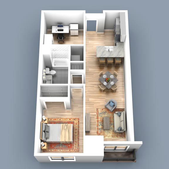 a floor plan of a house with a bedroom and a living room
