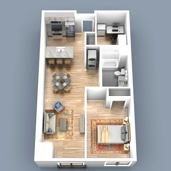 a floor plan of a house with a bedroom and a living room