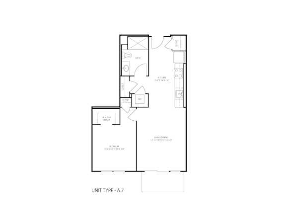A floor plan of a unit type A.7 is shown with various rooms and measurements.