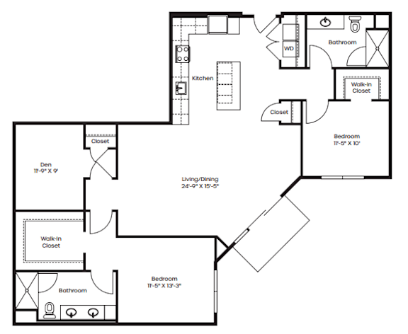 A black and white image of a house floor plan.