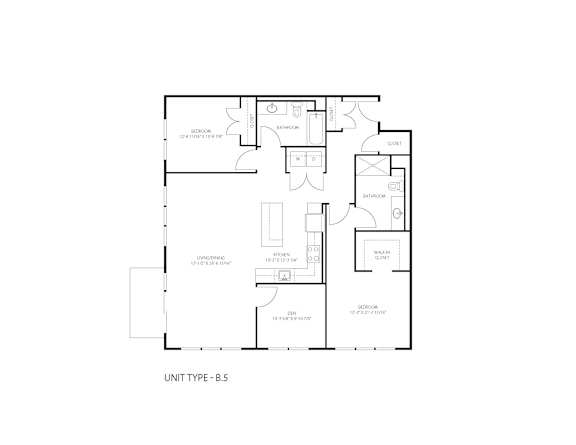 A floor plan of a unit type B.5 is shown with various rooms and measurements.