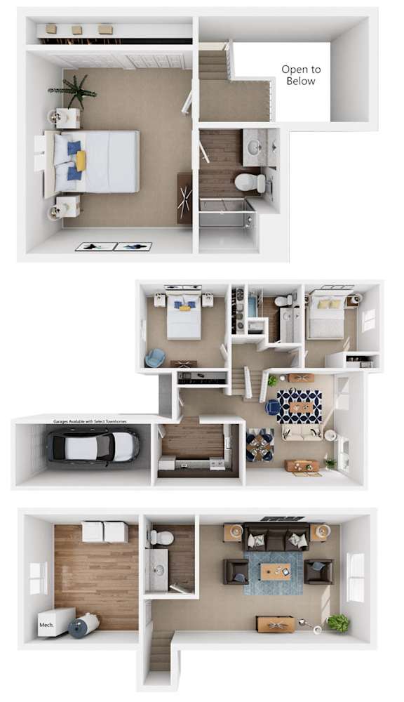 the 3d floor plan of a house