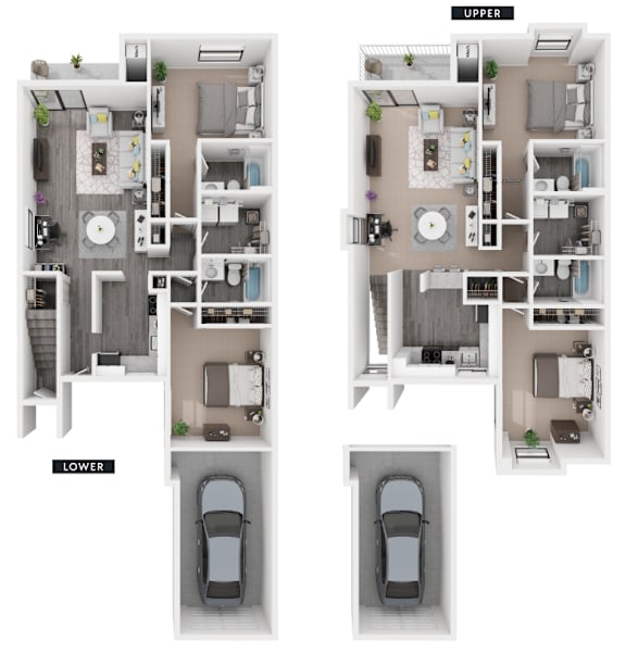 A diagram shows the layout of a two-story apartment with a parking space.