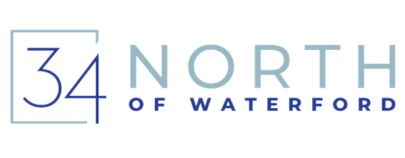 The image is a logo for "34 North of Waterford".