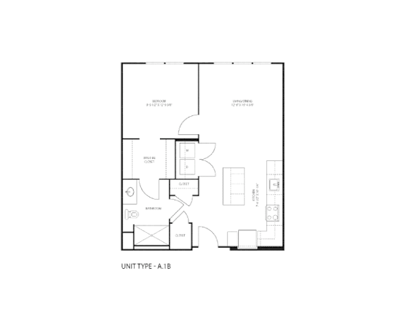 A black and white image of a floor plan for a unit type A1B.