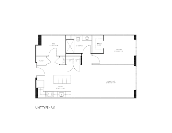 A floor plan of a unit type A,S is shown.